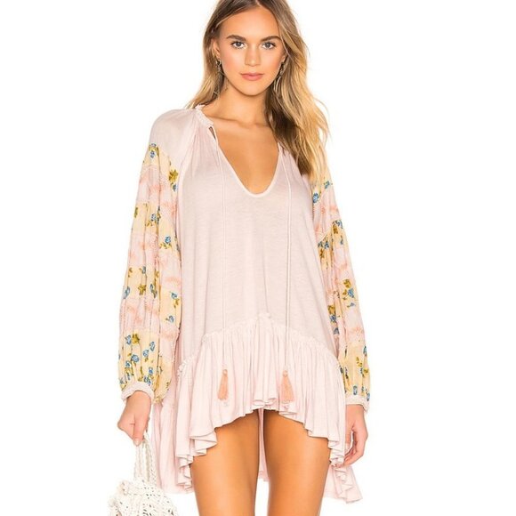 NWT Free People Mix It Up Pink Floral Tunic Revolve Size Large Dress NEW Boho - Picture 2 of 9